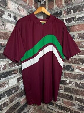 Vintage 90s Maroon Ribbed Colorblock Athletic Jersey #20